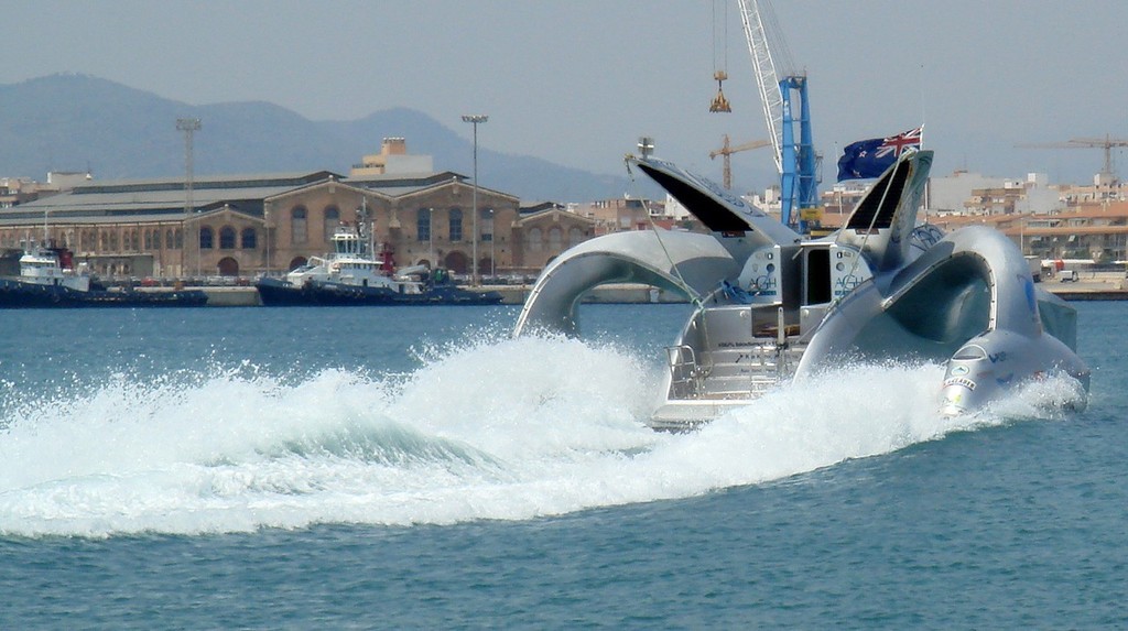 Earthrace finishes - Sagunto Spain - after breaking Round the World Record in June 2008, in 2015 a British group Team Britannia is aiming to break that record. © Earthrace Media http://www.earthrace.net